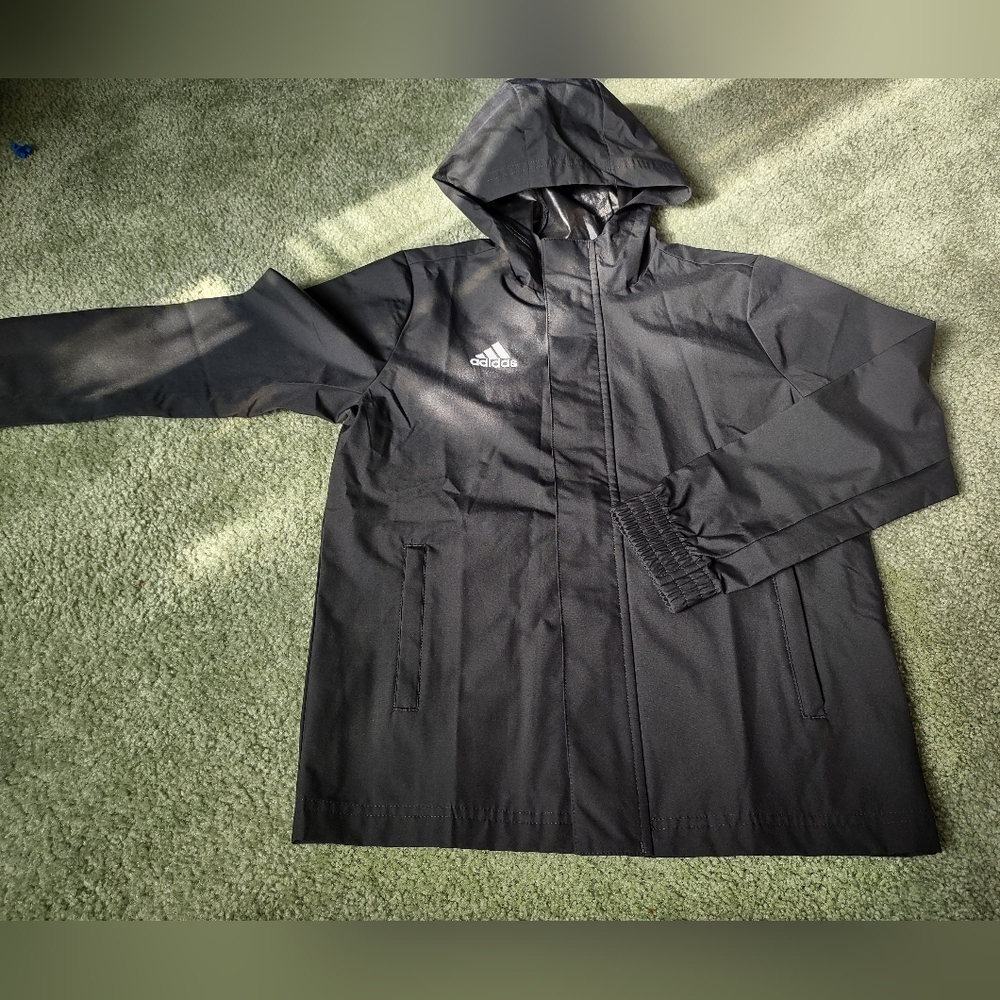 Adidas Black Raincoat with Hood Like New Size S